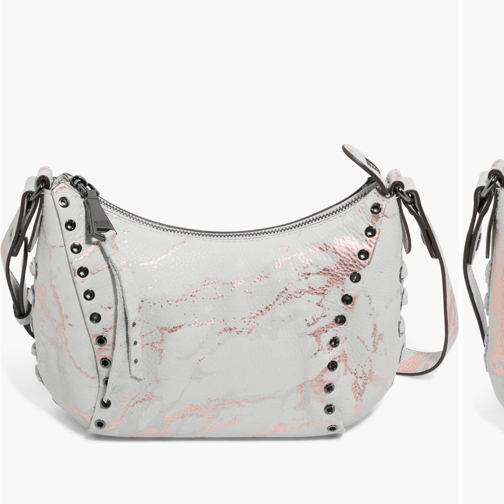 NWT Aimee Kestenberg Gray white and Pink Marbled Hobo Bag